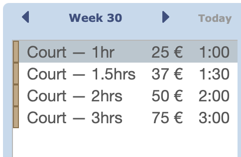 Select the duration of your booking